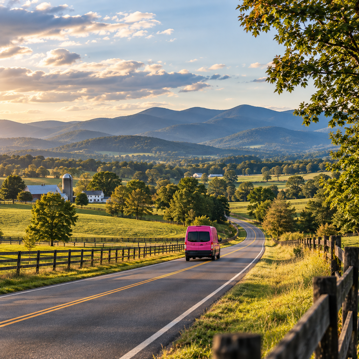 Rural road on a transport route